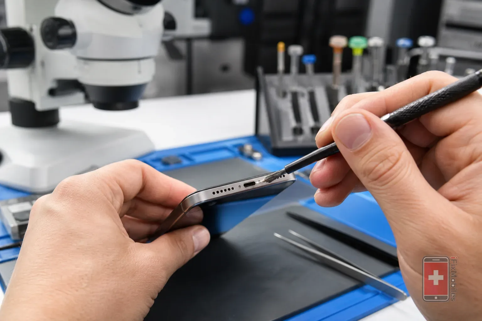 Smartphone charging port inspection and repair in Chermside