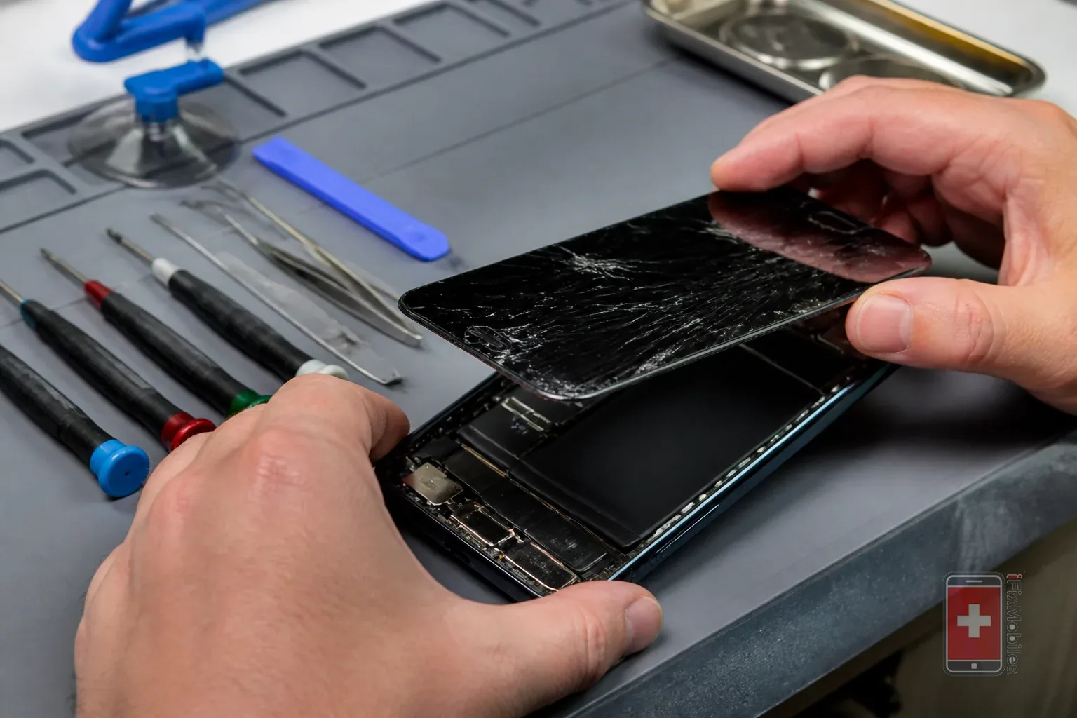 Cracked smartphone screen replacement in Chermside